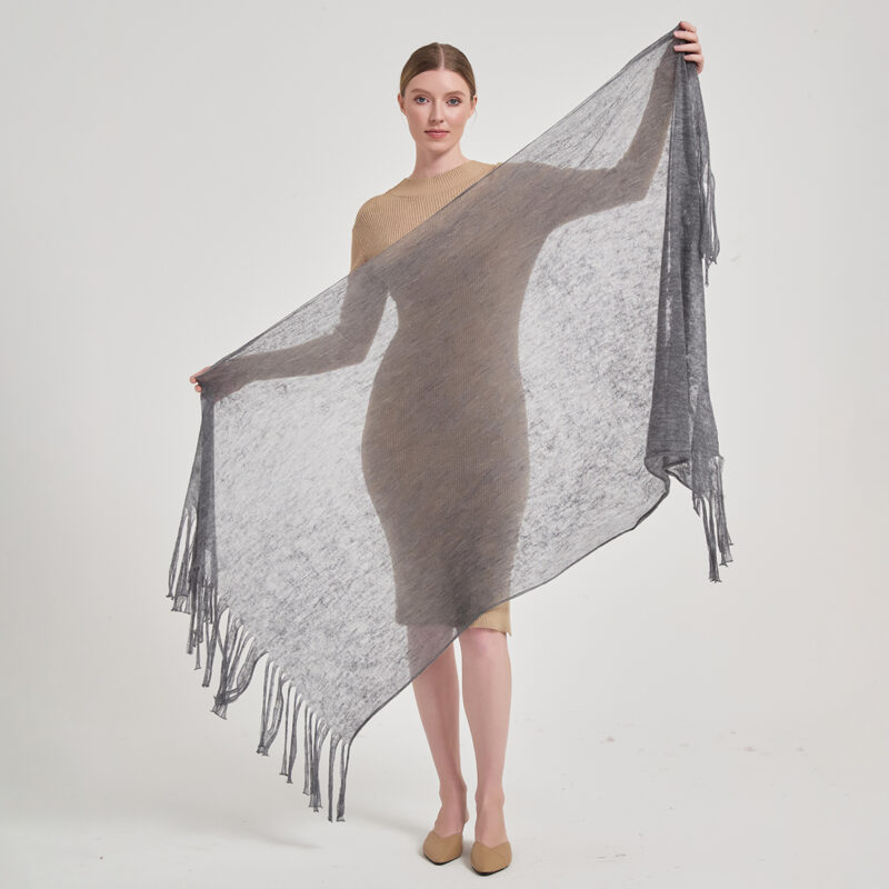 Alpa Featherlight Cashmere Tasseled Scarf Wrap - Image 2
