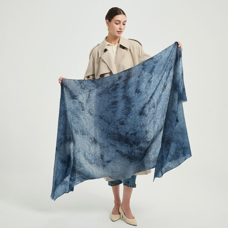 Elia Featherlight Lambswool Scarf Wrap - Dark Blue - Image 2