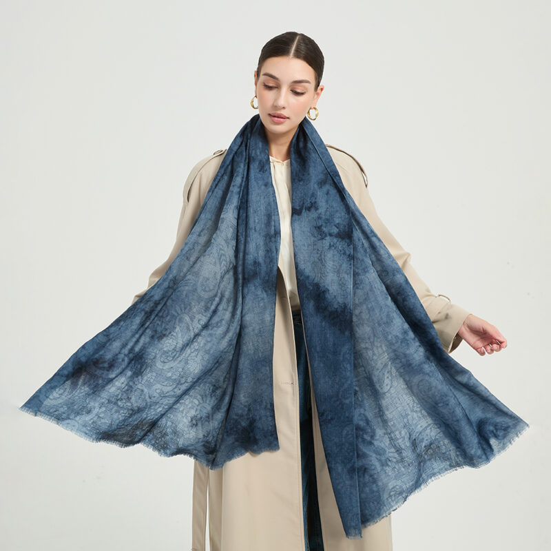 Elia Featherlight Lambswool Scarf Wrap - Dark Blue - Image 3