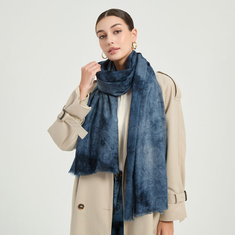 Elia Featherlight Lambswool Scarf Wrap - Dark Blue - Image 4