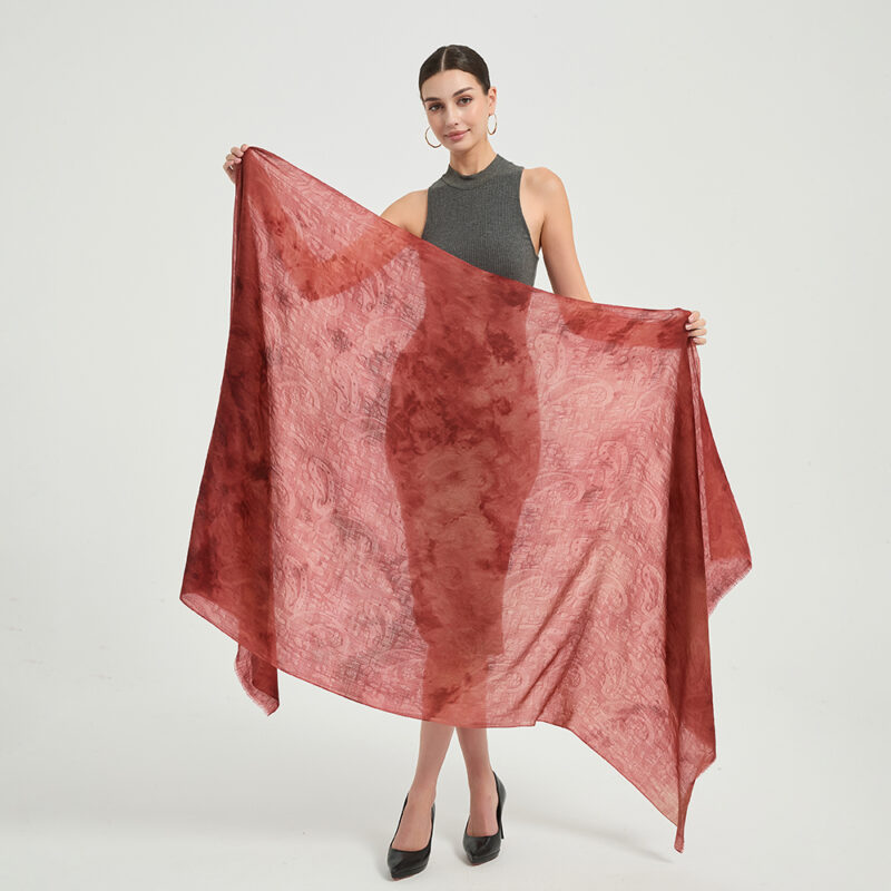 Elia Featherlight Lambswool Scarf Wrap - Burgundy - Image 2