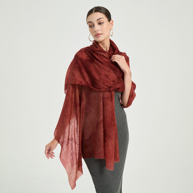 Elia Featherlight Lambswool Scarf Wrap - Burgundy - Image 4