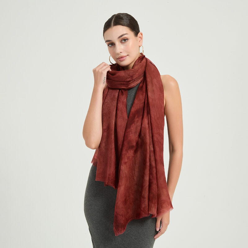 Elia Featherlight Lambswool Scarf Wrap - Burgundy - Image 3