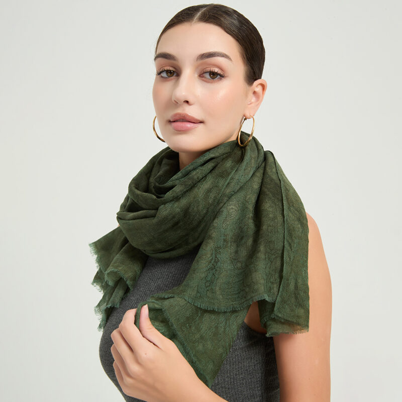 Elia Featherlight Lambswool Scarf Wrap - Hunter Green - Image 4