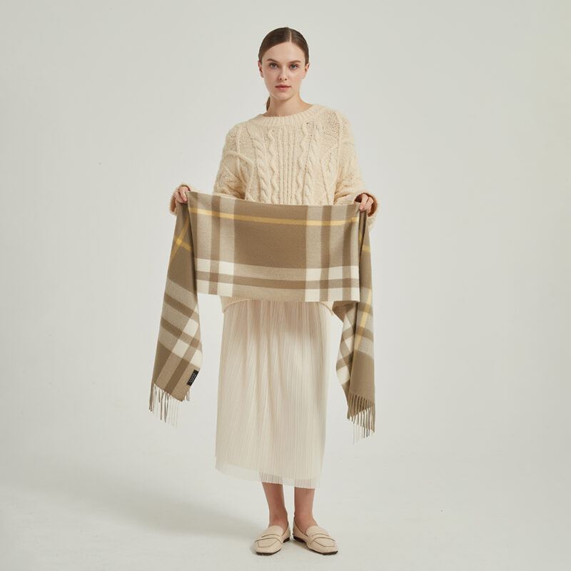 Yana Check Cashmere Scarf - Image 2