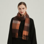 Zoya Check Cashmere Scarf - Tangerine