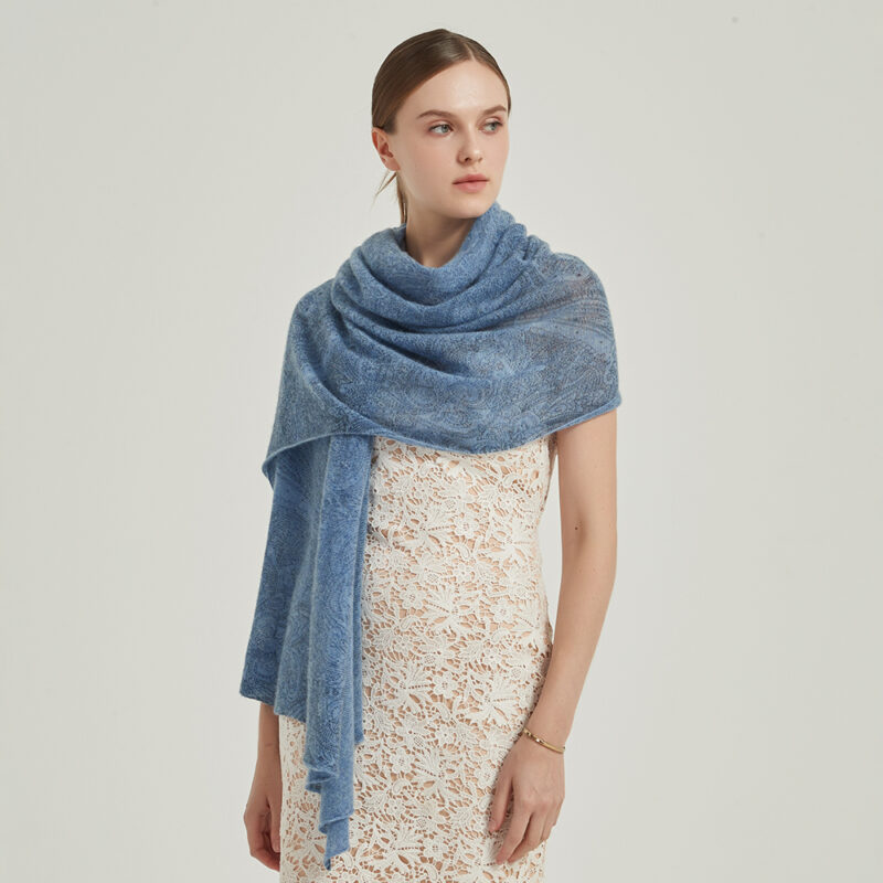 Dana Cloudlight Cashmere Scarf Wrap - Blue - Image 3