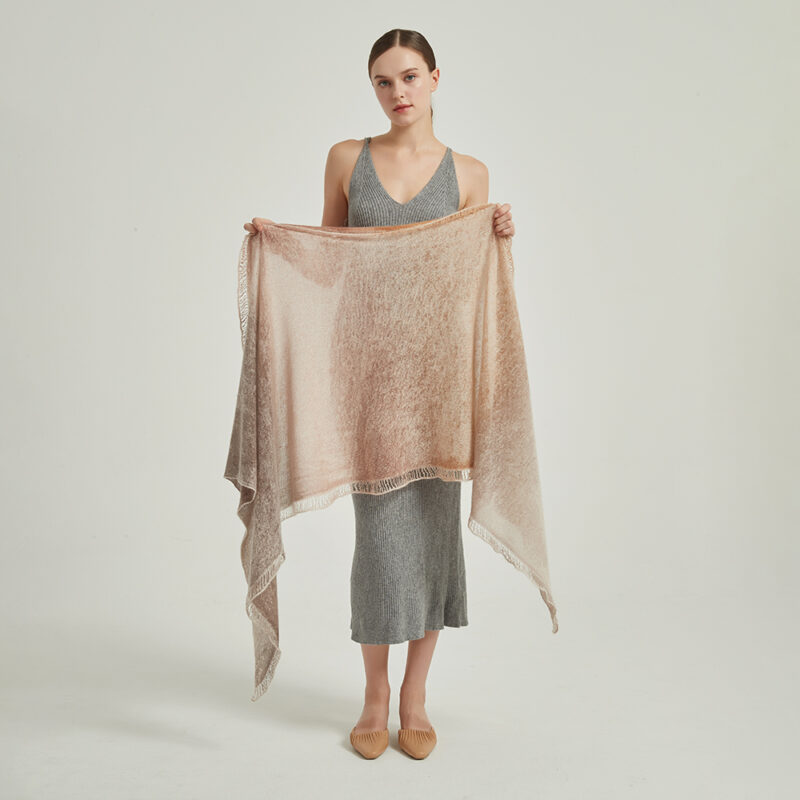 Eileen Cloudlight Cashmere Scarf Wrap - Tangerine - Image 2