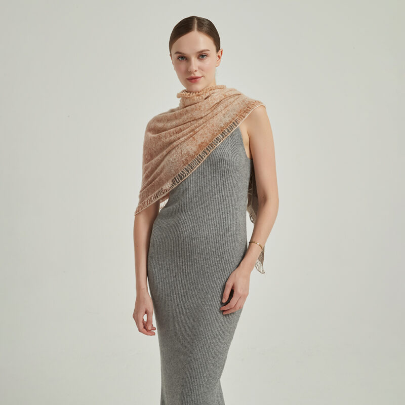 Eileen Cloudlight Cashmere Scarf Wrap - Tangerine - Image 4