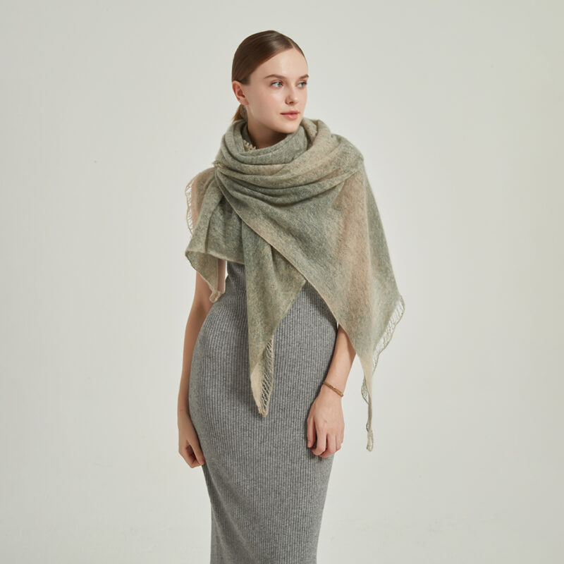 Eileen Cloudlight Cashmere Scarf Wrap - Laurel Green - Image 4