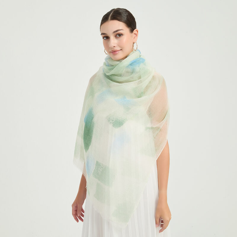 Amira Featherlight Cashmere Scarf Wrap - Mint - Image 4