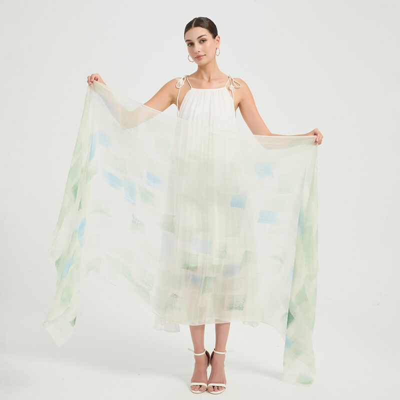 Amira Featherlight Cashmere Scarf Wrap - Mint - Image 2