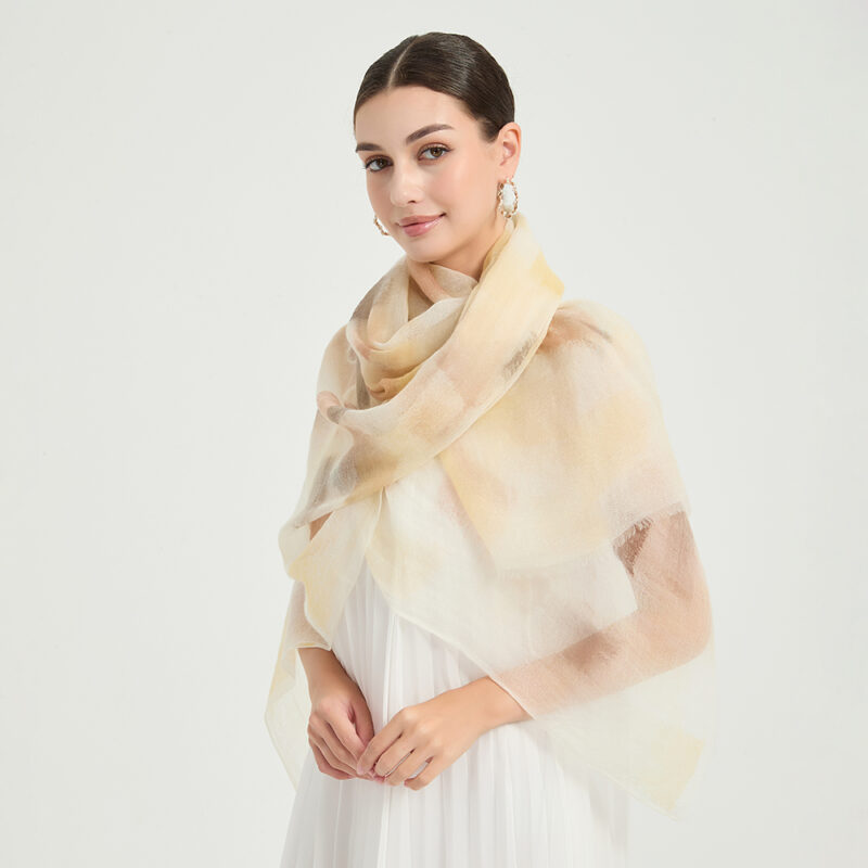 Amira Featherlight Cashmere Scarf Wrap - Yellow - Image 3