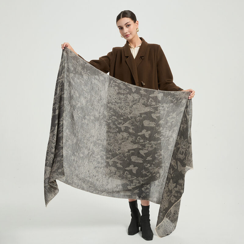 Fiona Featherlight Lambswool Scarf Wrap - Black - Image 2