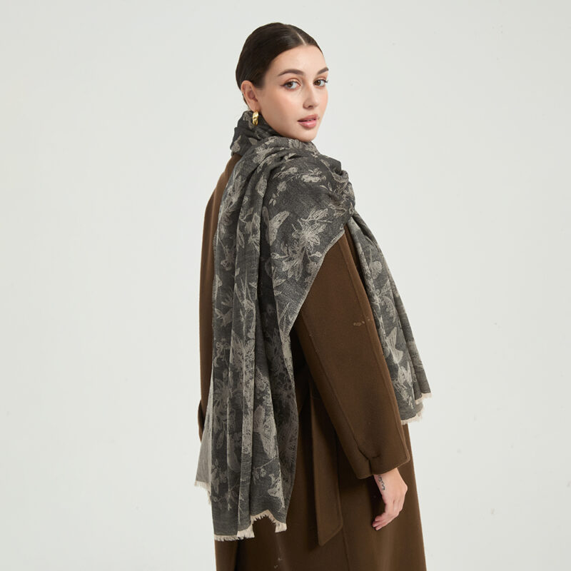 Fiona Featherlight Lambswool Scarf Wrap - Black - Image 4