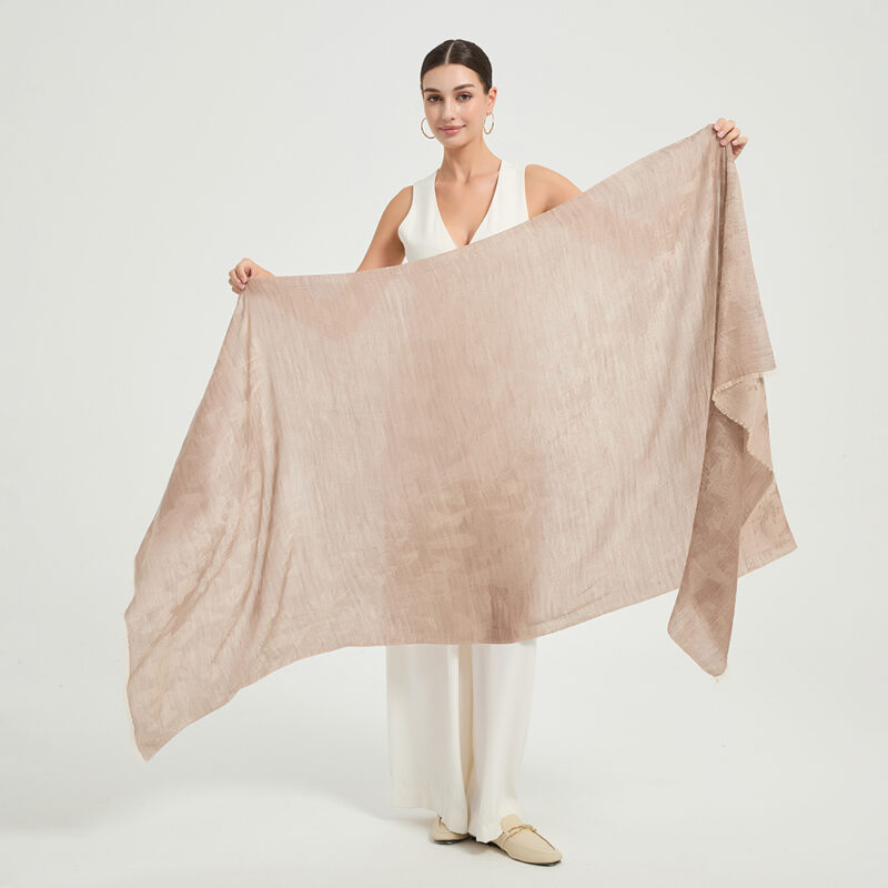 Fiona Featherlight Lambswool Scarf Wrap - Khaki - Image 2