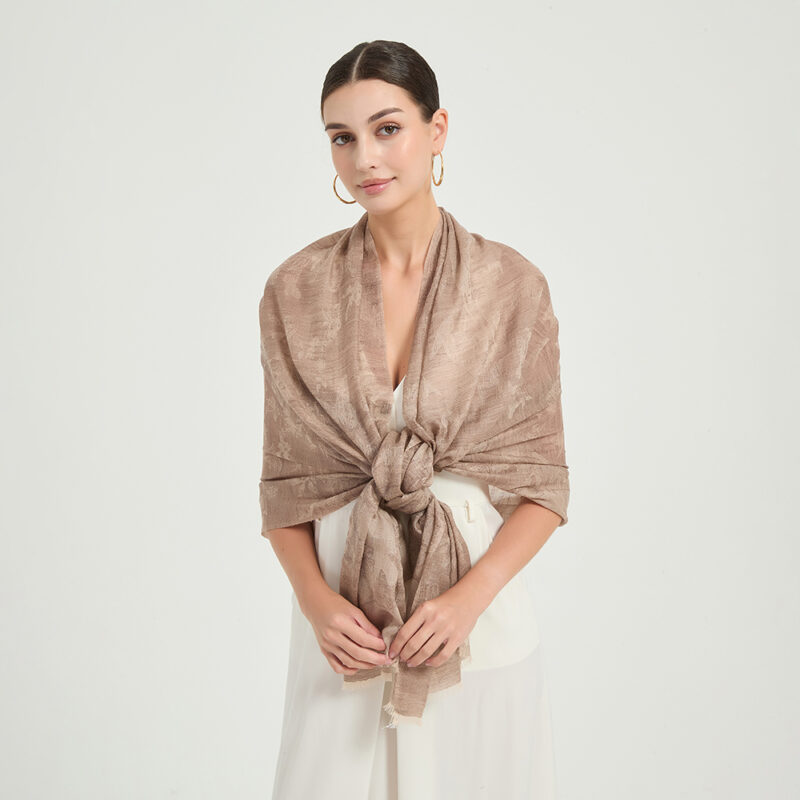 Fiona Featherlight Lambswool Scarf Wrap - Khaki - Image 4
