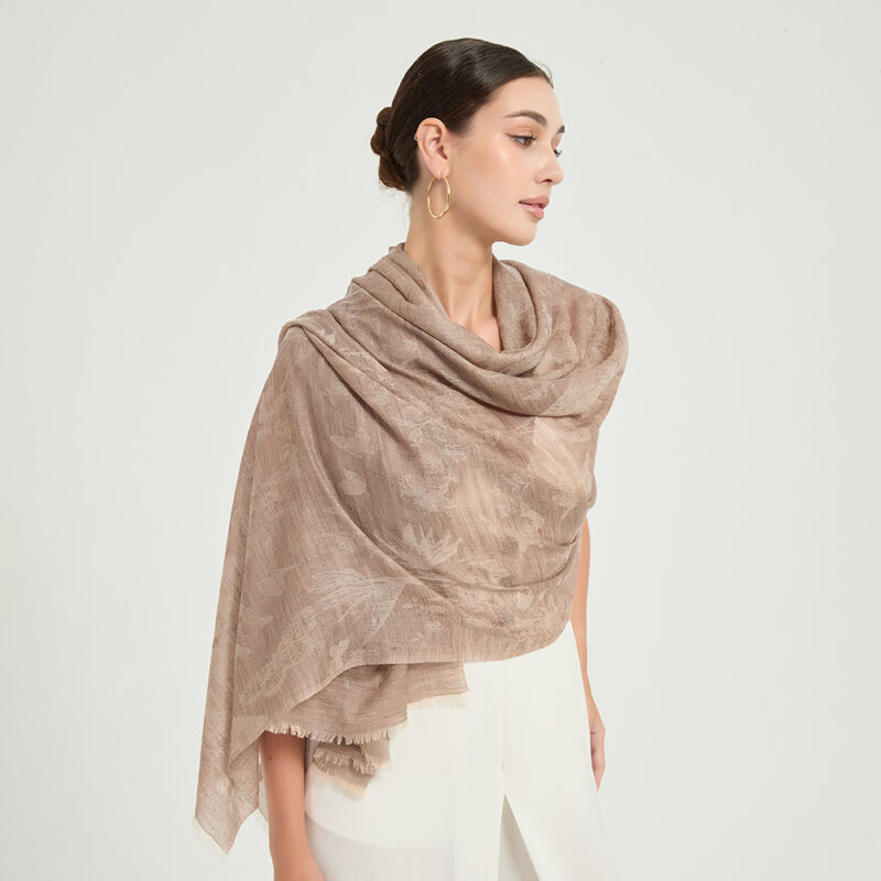 Fiona Featherlight Lambswool Scarf Wrap - Khaki - Image 3