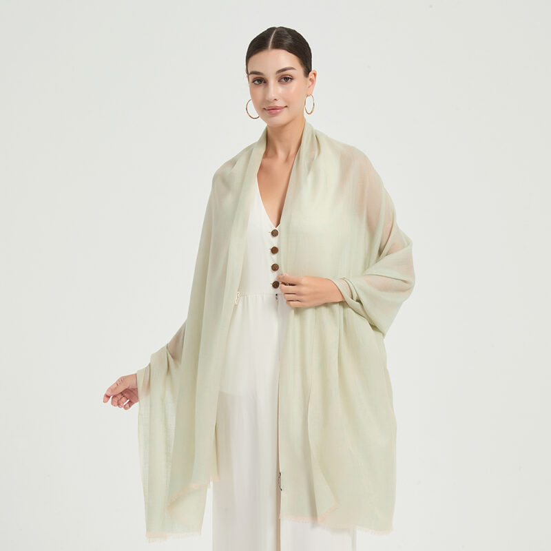 Fiona Featherlight Lambswool Scarf Wrap - Honeydew Green - Image 3