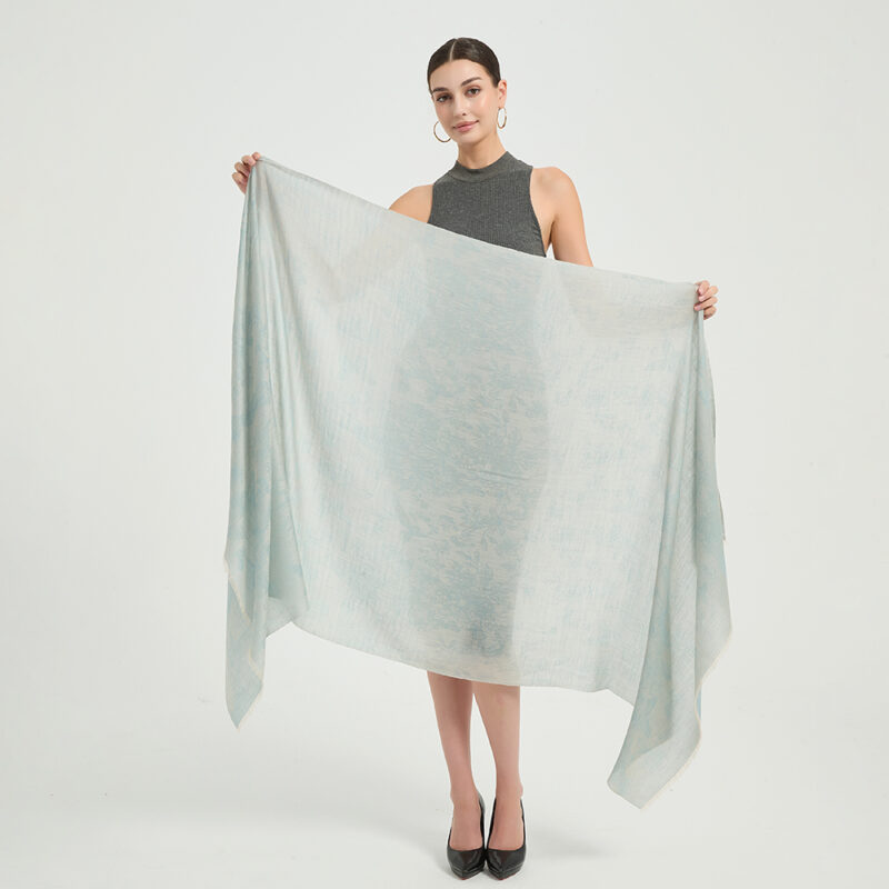 Fiona Featherlight Lambswool Scarf Wrap - Powder Blue - Image 2