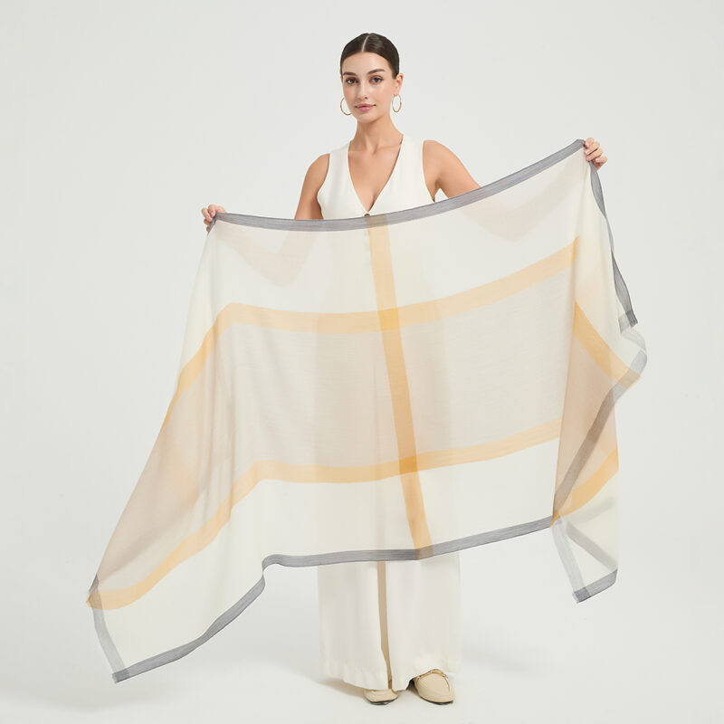 Evie Featherlight Cashmere Scarf Wrap - Beige - Image 2