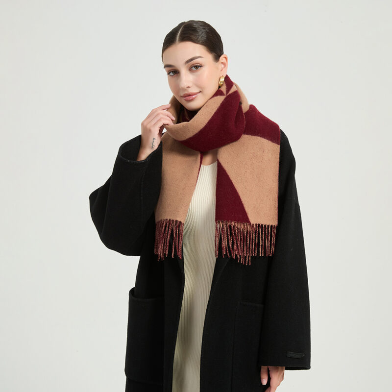 Jules Lambswool Scarf - Burgundy - Image 4
