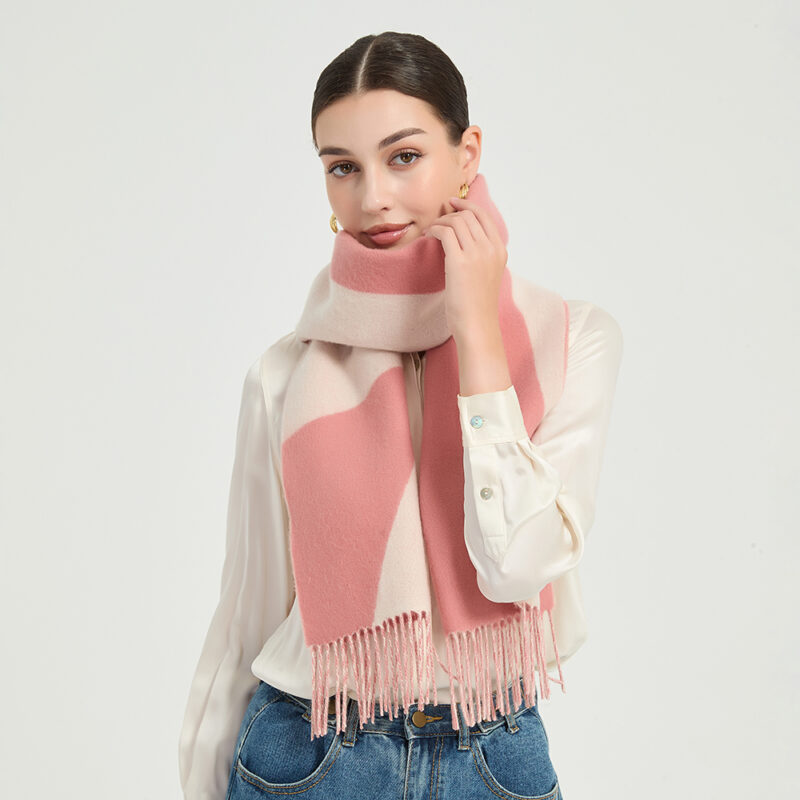 Jules Lambswool Scarf - Coral - Image 3