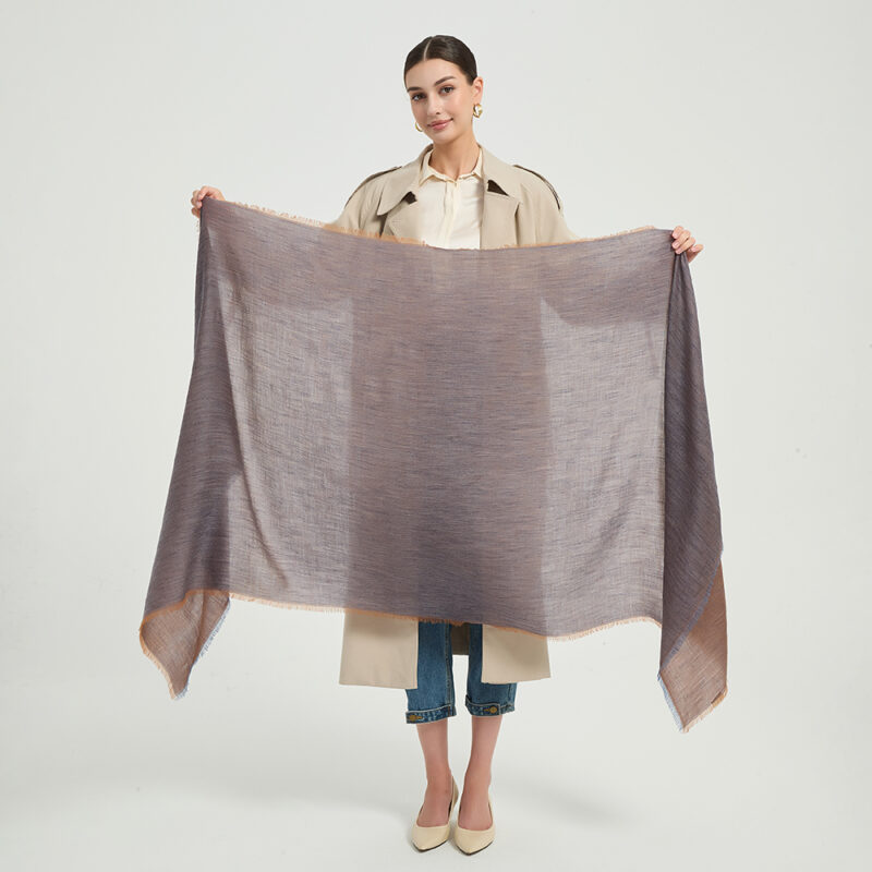 Maya Reversible Featherlight LambsWool Scarf Wrap - Khaki - Image 2