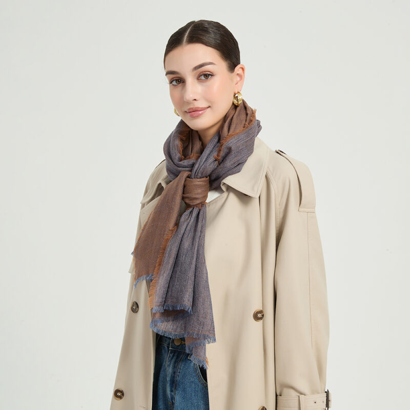 Maya Reversible Featherlight LambsWool Scarf Wrap - Khaki - Image 4