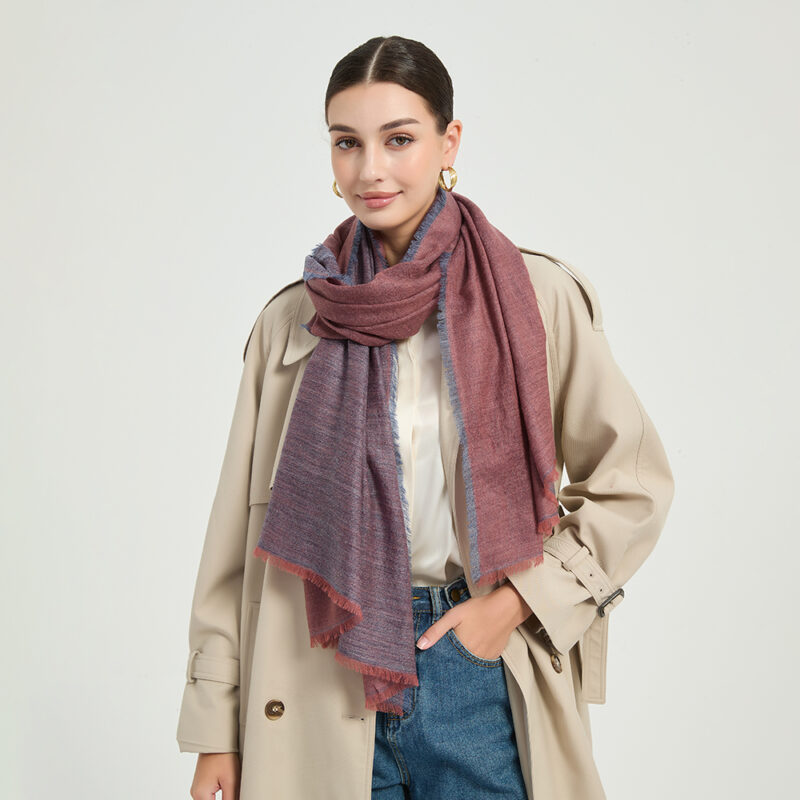 Maya Reversible Featherlight LambsWool Scarf Wrap - Desert Rose - Image 3