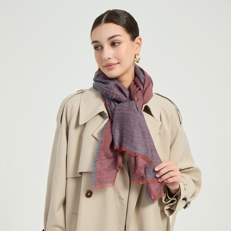 Maya Reversible Featherlight LambsWool Scarf Wrap - Desert Rose - Image 4