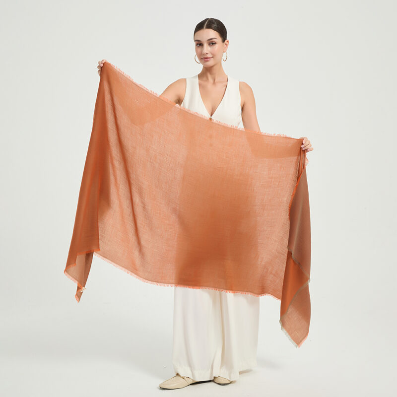 Maya Reversible Featherlight LambsWool Scarf Wrap - Tangerine - Image 2