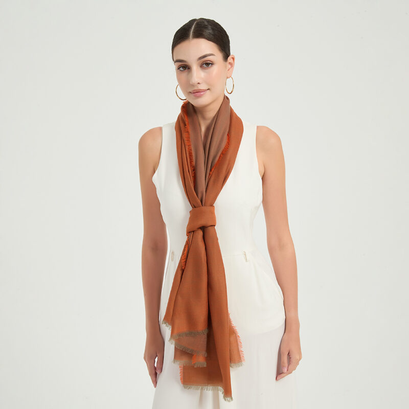 Maya Reversible Featherlight LambsWool Scarf Wrap - Tangerine - Image 3