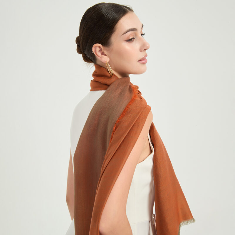 Maya Reversible Featherlight LambsWool Scarf Wrap - Tangerine - Image 4