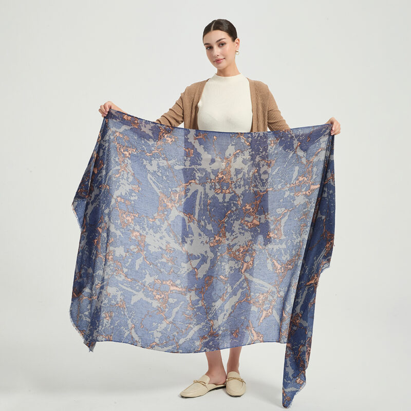 Violet Featherlight Cashmere Scarf Wrap - Dark Blue - Image 2