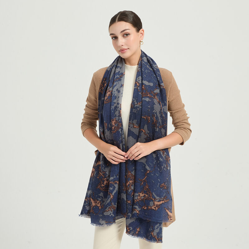 Violet Featherlight Cashmere Scarf Wrap - Dark Blue - Image 3