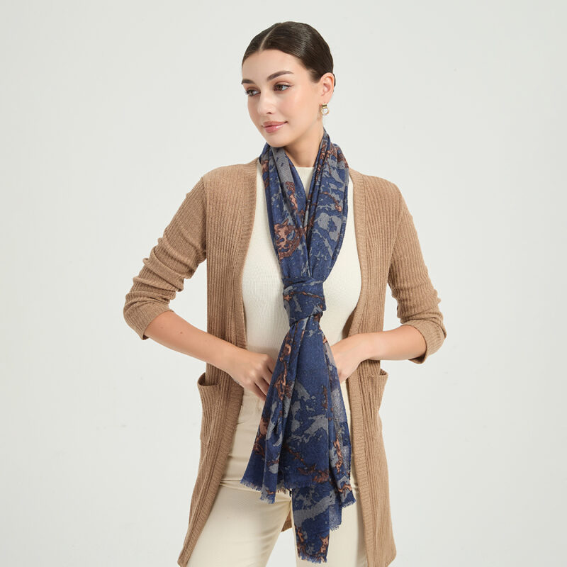 Violet Featherlight Cashmere Scarf Wrap - Dark Blue - Image 4