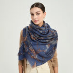 Violet Featherlight Cashmere Scarf Wrap - Dark Blue