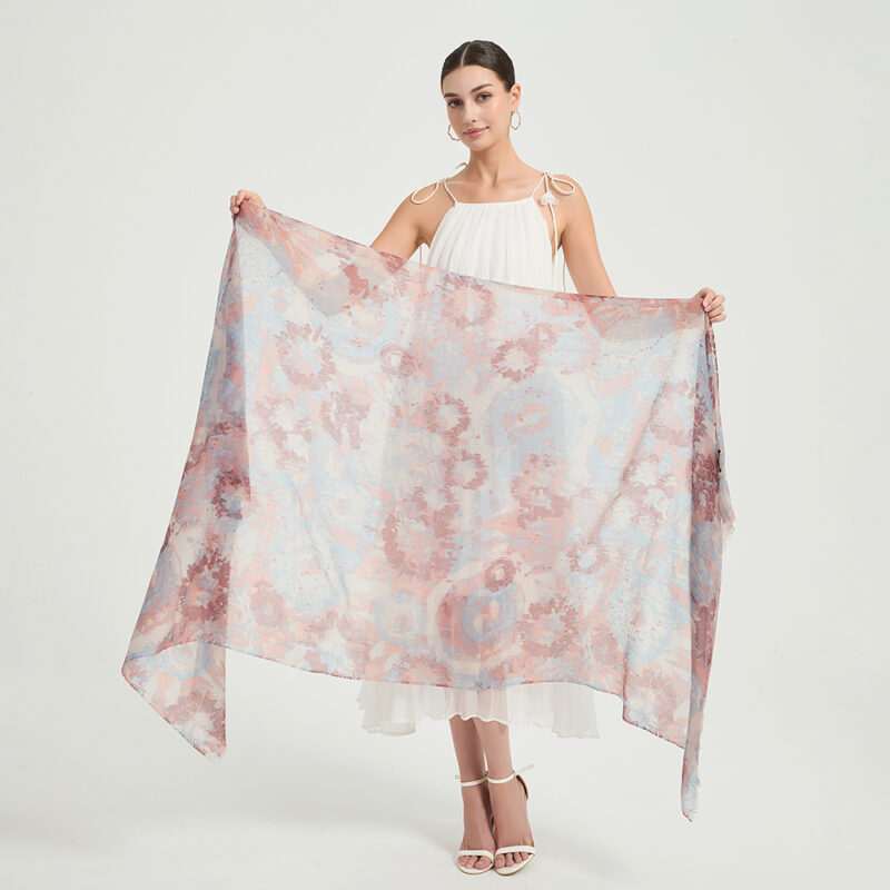 Violet Featherlight Cashmere Scarf Wrap - Light Blue - Image 2