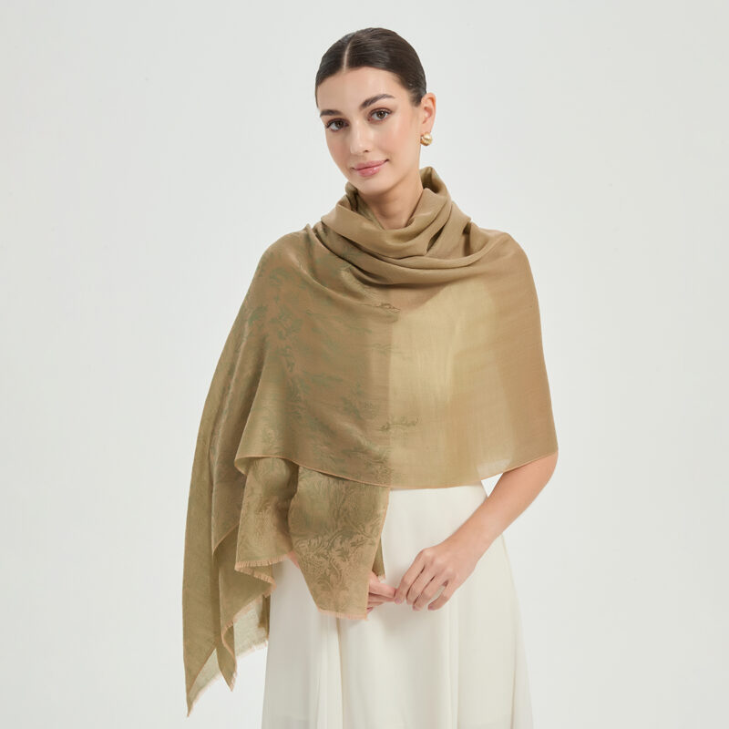 Kaeli Featherlight Cashmere Scarf Wrap - Olive - Image 3
