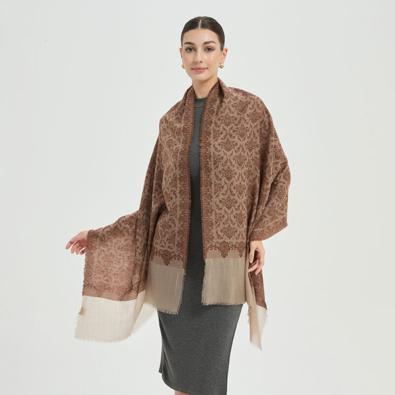 Kamal Featherlight Cashmere Scarf Wrap - Brown - Image 3