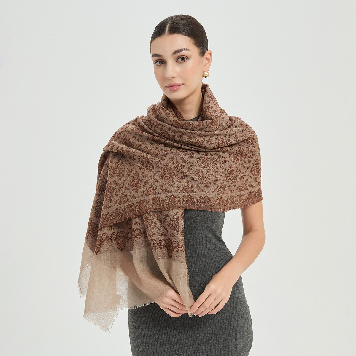 kamal 6930 Kamal Featherlight Cashmere Scarf Wrap - Brown - Image 1