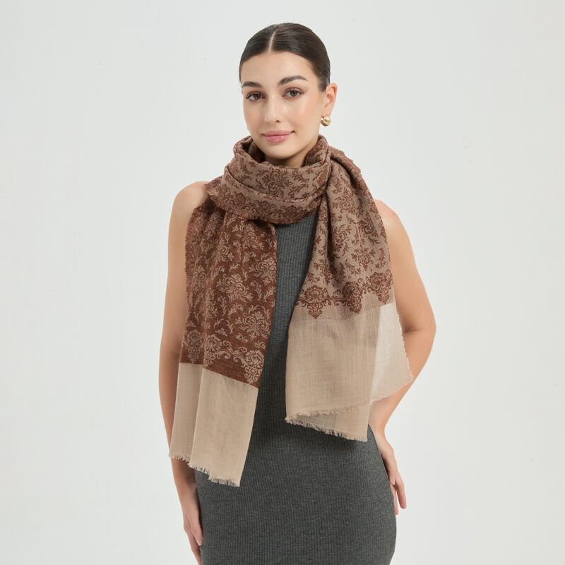Kamal Featherlight Cashmere Scarf Wrap - Brown - Image 4