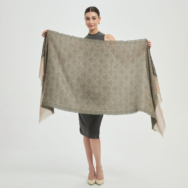 Kamal Featherlight Cashmere Scarf Wrap - Green - Image 2