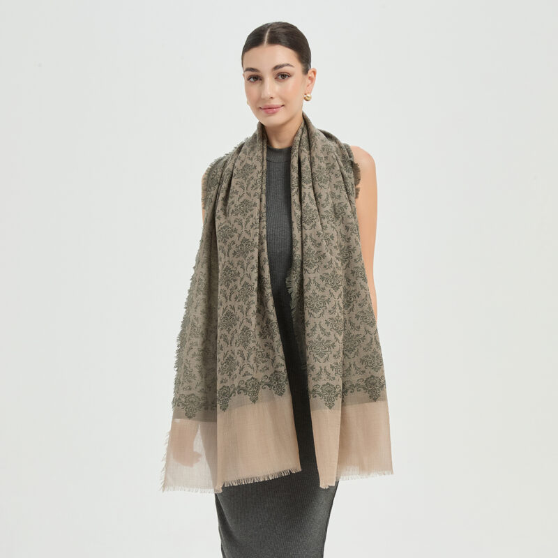 Kamal Featherlight Cashmere Scarf Wrap - Green - Image 4