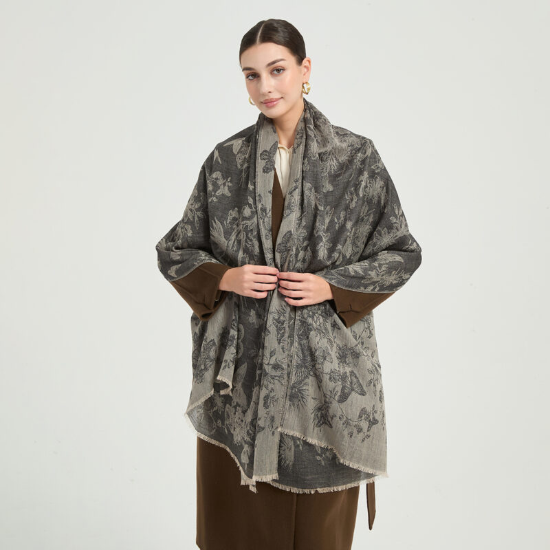 Fiona Featherlight Lambswool Scarf Wrap - Black - Image 3