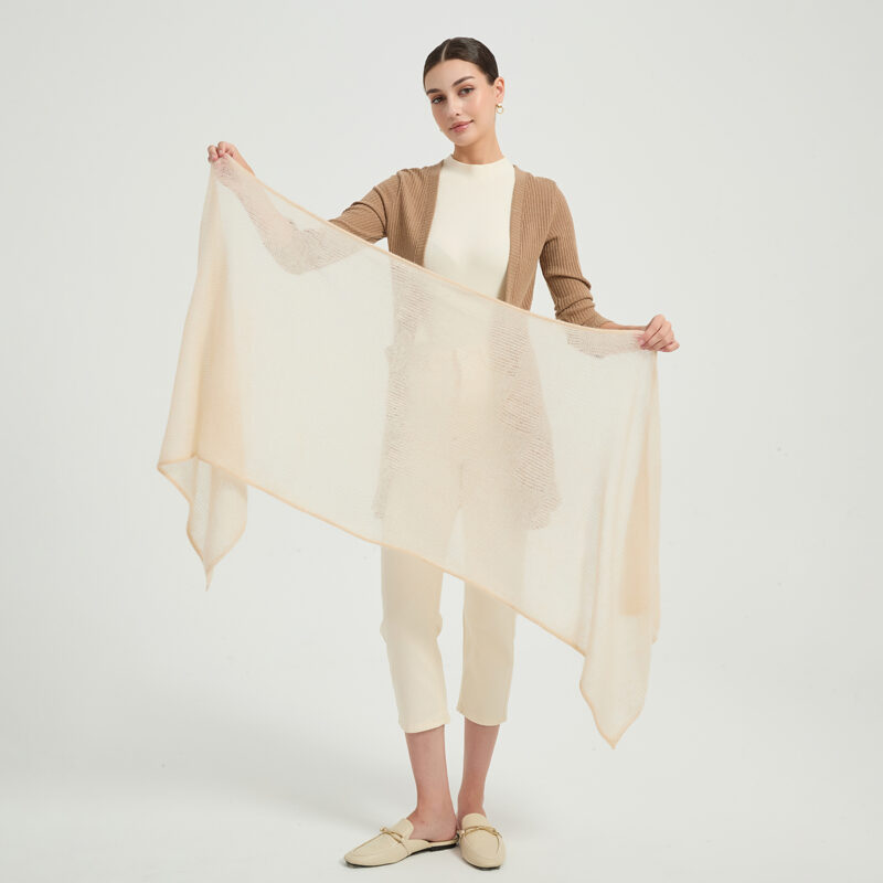 Elora Airweave Kaschmirschal - Beige – Bild 2