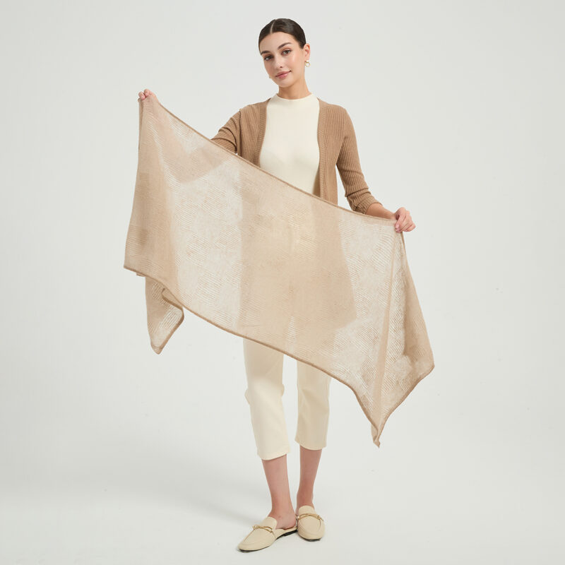 Sciarpa Elora Airweave in cashmere - Khaki - immagine 2