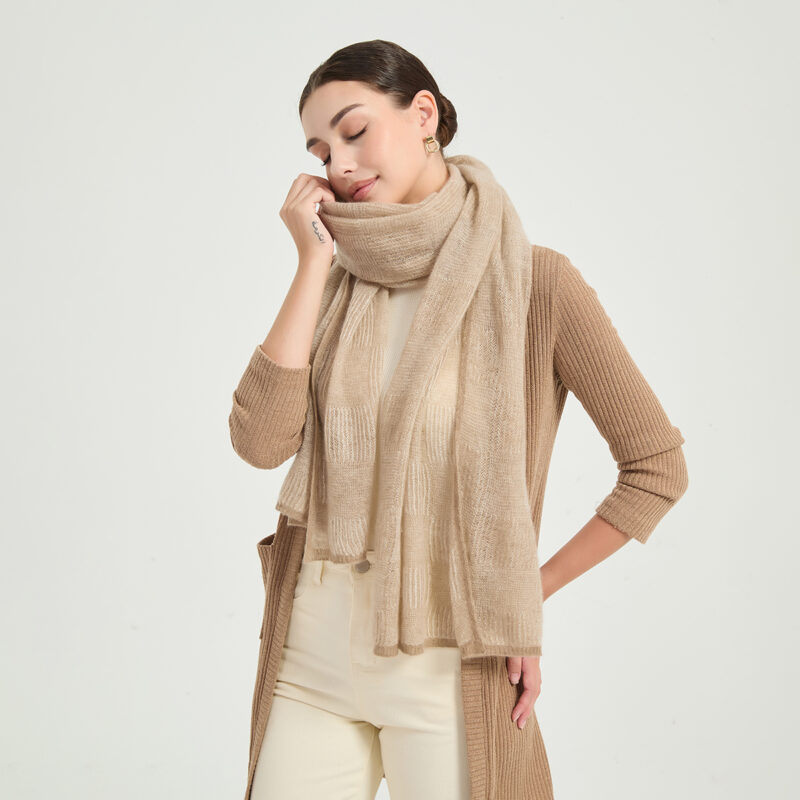 Sciarpa Elora Airweave in cashmere - Khaki - immagine 3