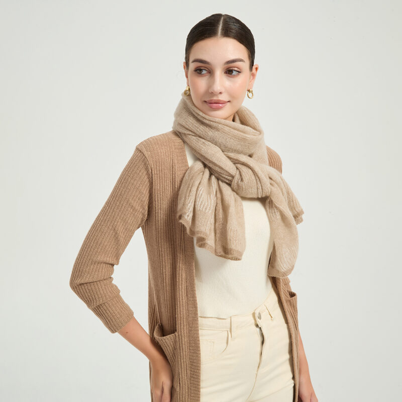 Sciarpa Elora Airweave in cashmere - Khaki - immagine 4